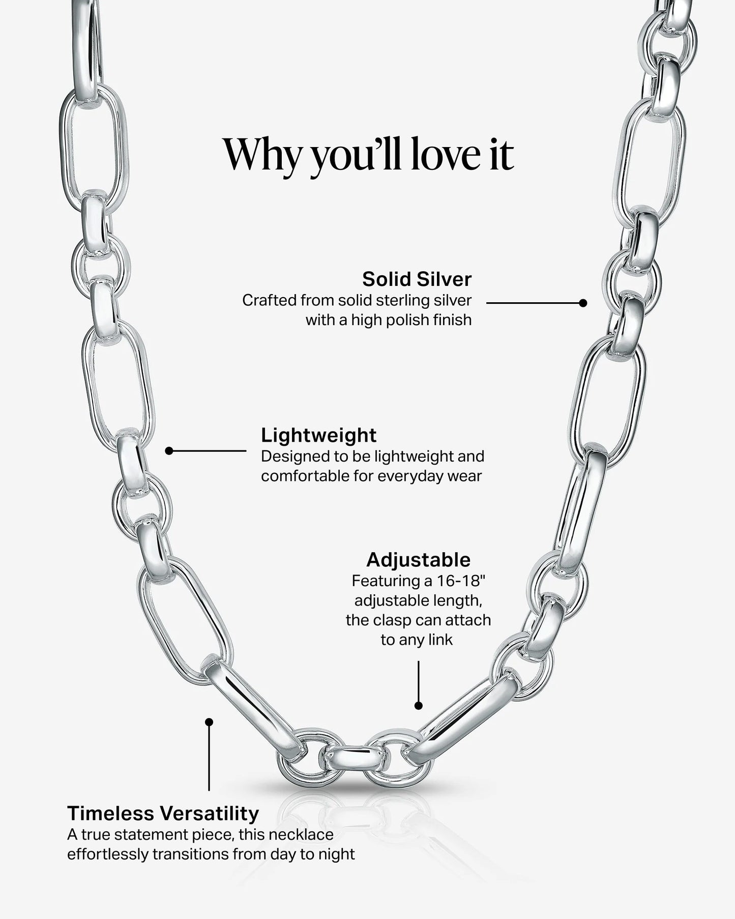Why you will love the Sterling Silver - Mixed Link Chain Necklace
