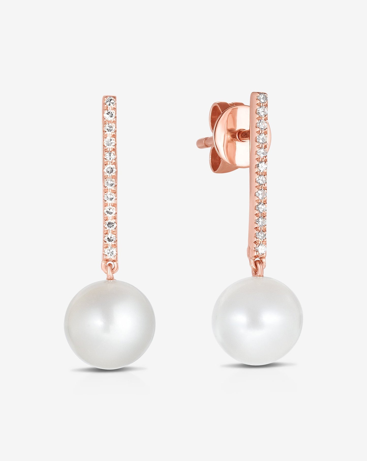 Ring Concierge Earrings 14k Rose Gold Diamond + Pearl Drop Earrings