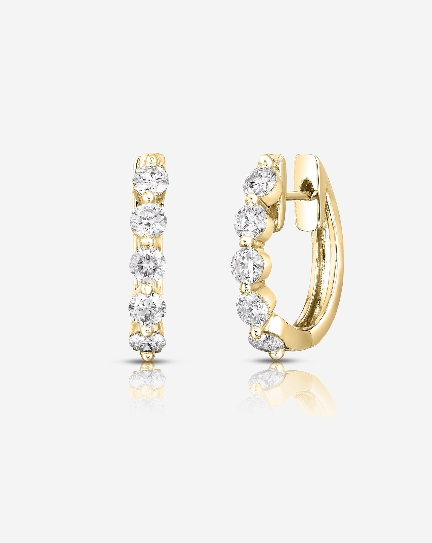 Ring Concierge Earrings Multiway Single Prong Diamond Statement Earrings in 14K Yellow Gold - Huggies piece