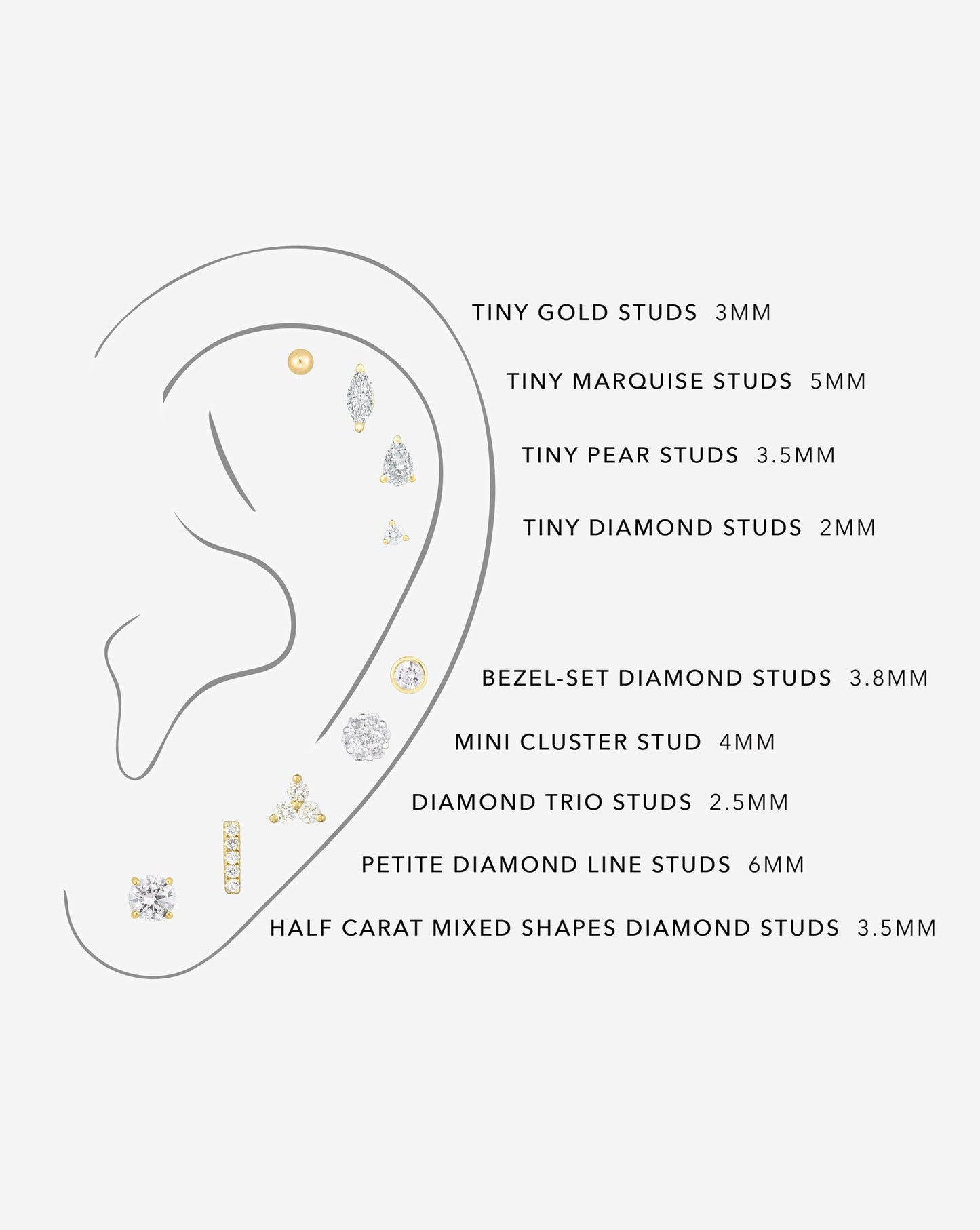 Ring Concierge Earrings Petite Diamond Line Studs - small stud options with descriptions