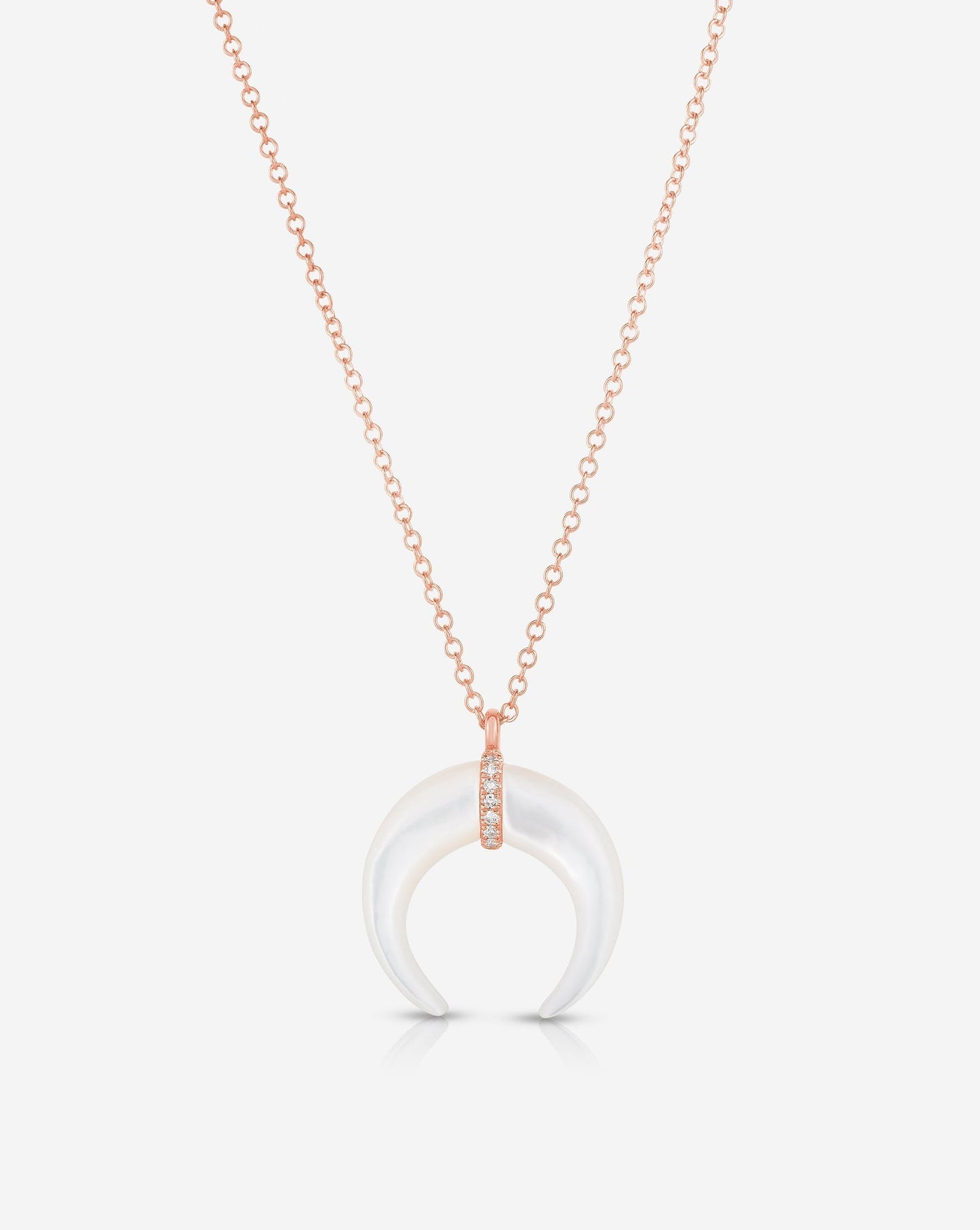 Ring Concierge Necklaces 14k Rose Gold Mother of Pearl + Pavé Horn Necklace
