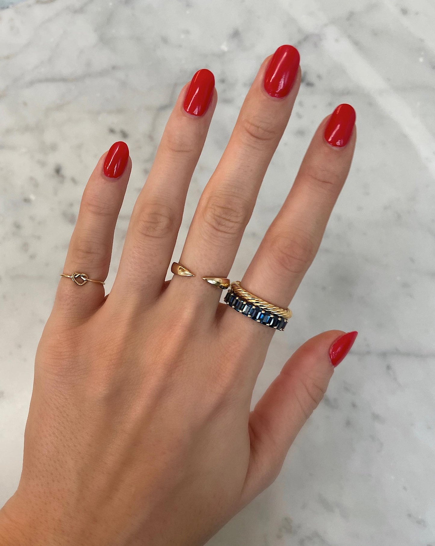 Ring Concierge Rings Petite Emerald Cut Blue Sapphire Ring