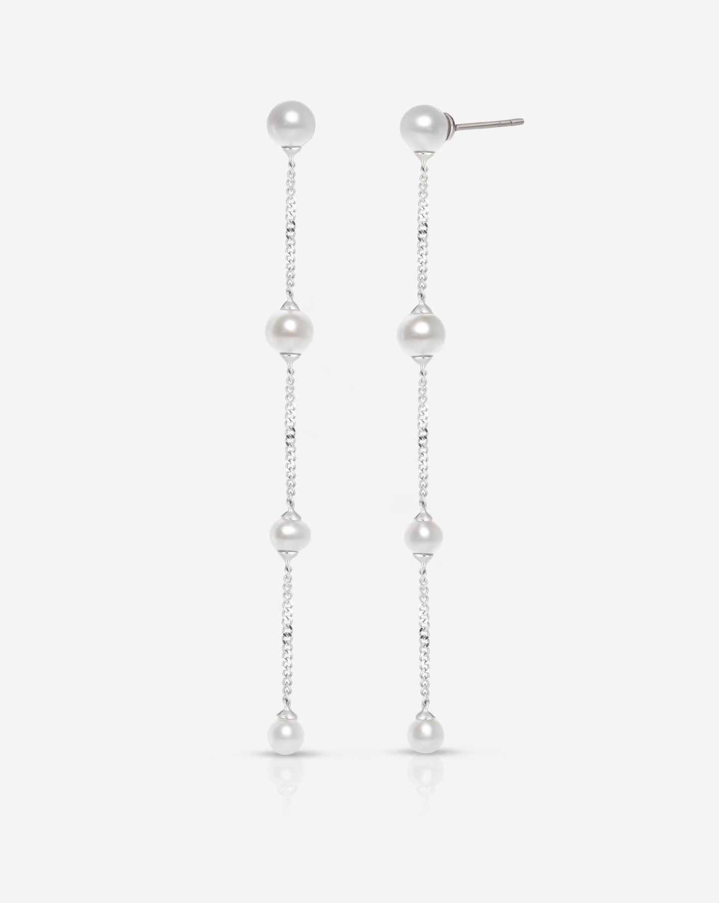 Ring Concierge Pearl Station Drop Earrings 14kt White Gold
