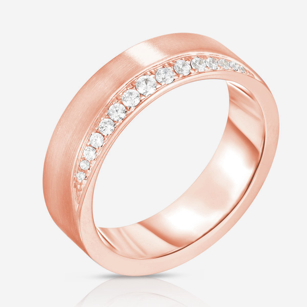 Bridal Mens Rings 14k Rose Gold Test Diamond Edge Wedding Band for men