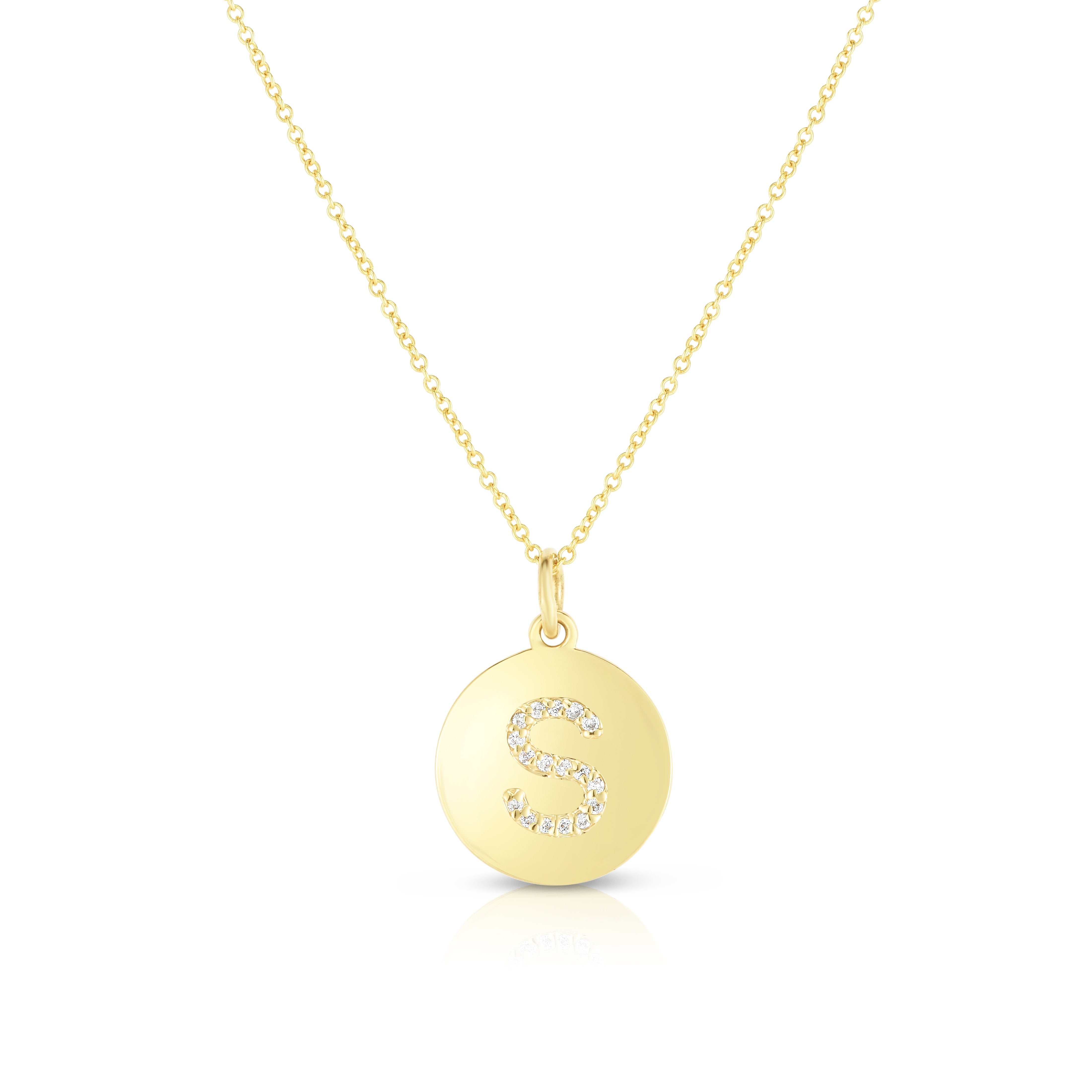 Maya J. Necklaces 14k Yellow Gold / Uppercase / High Polish Initial Disk Necklace