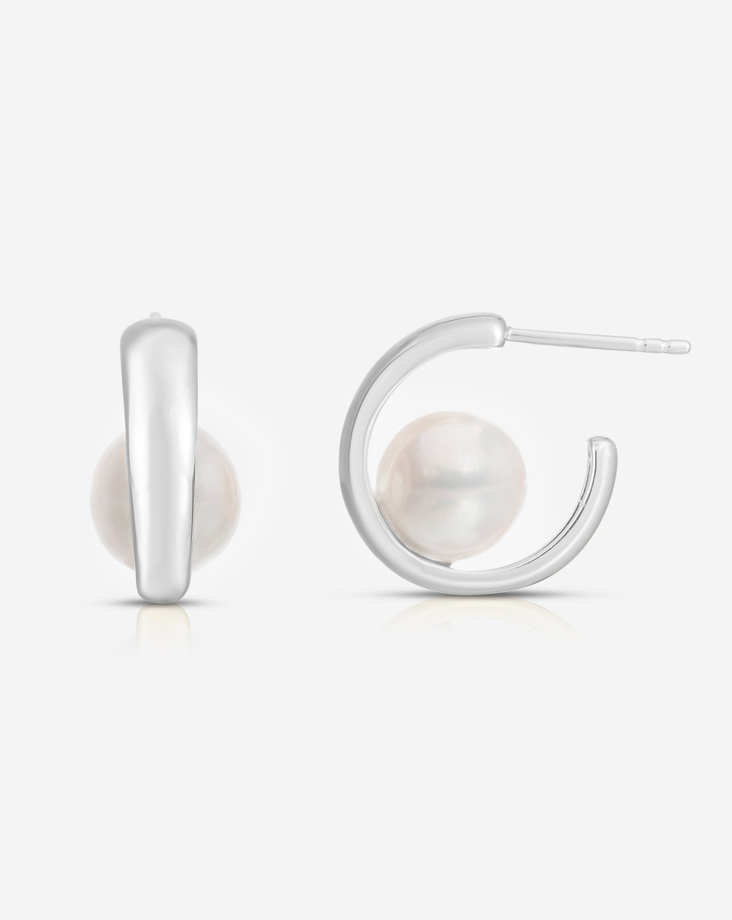 Ring Concierge Earrings Floating Pearl Hoops 14kt White Gold