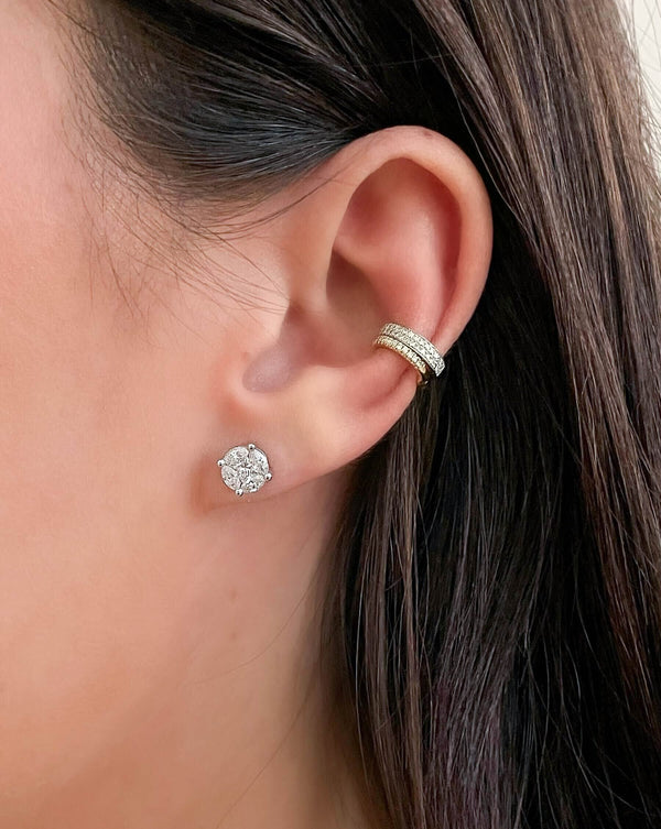 Ring Concierge Earrings Round Illusion Diamond Studs