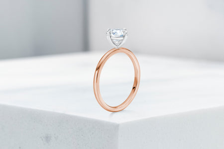 Lenox VOW by Ring Concierge round north south east west solitaire engagement ring in rose gold. 33281398931544