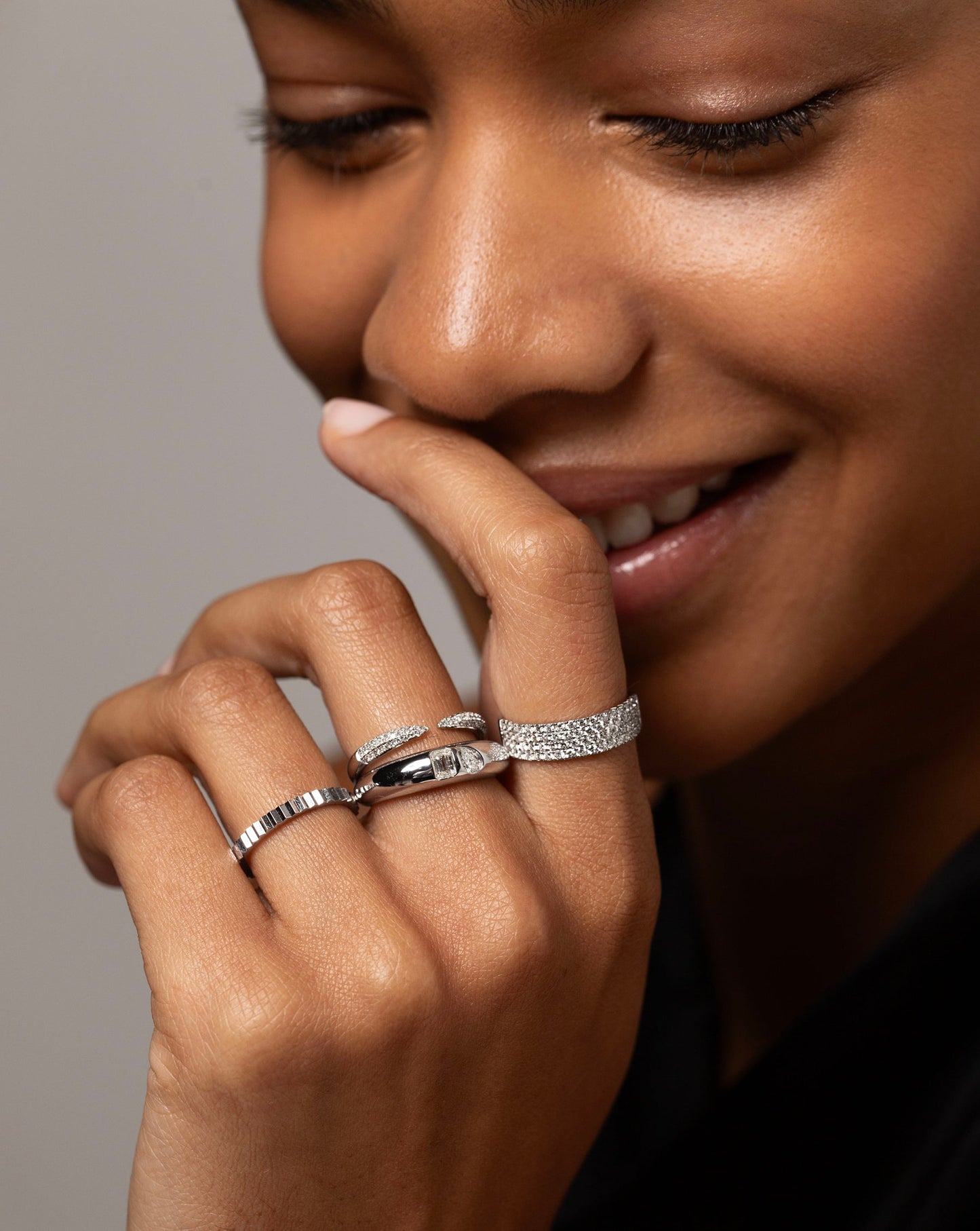 Four Row Stackable Pavé Ring