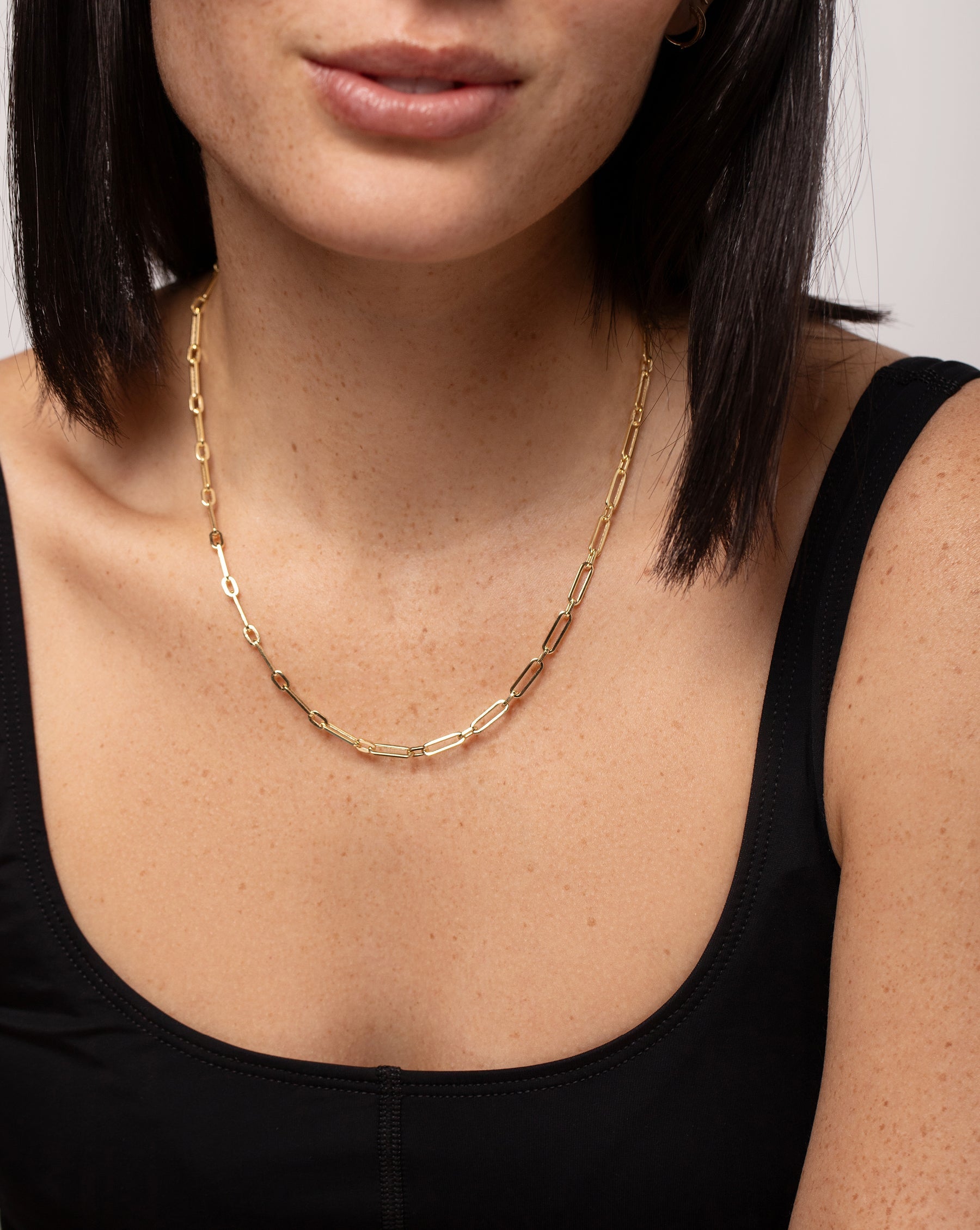 Long Link Chain Necklace on model