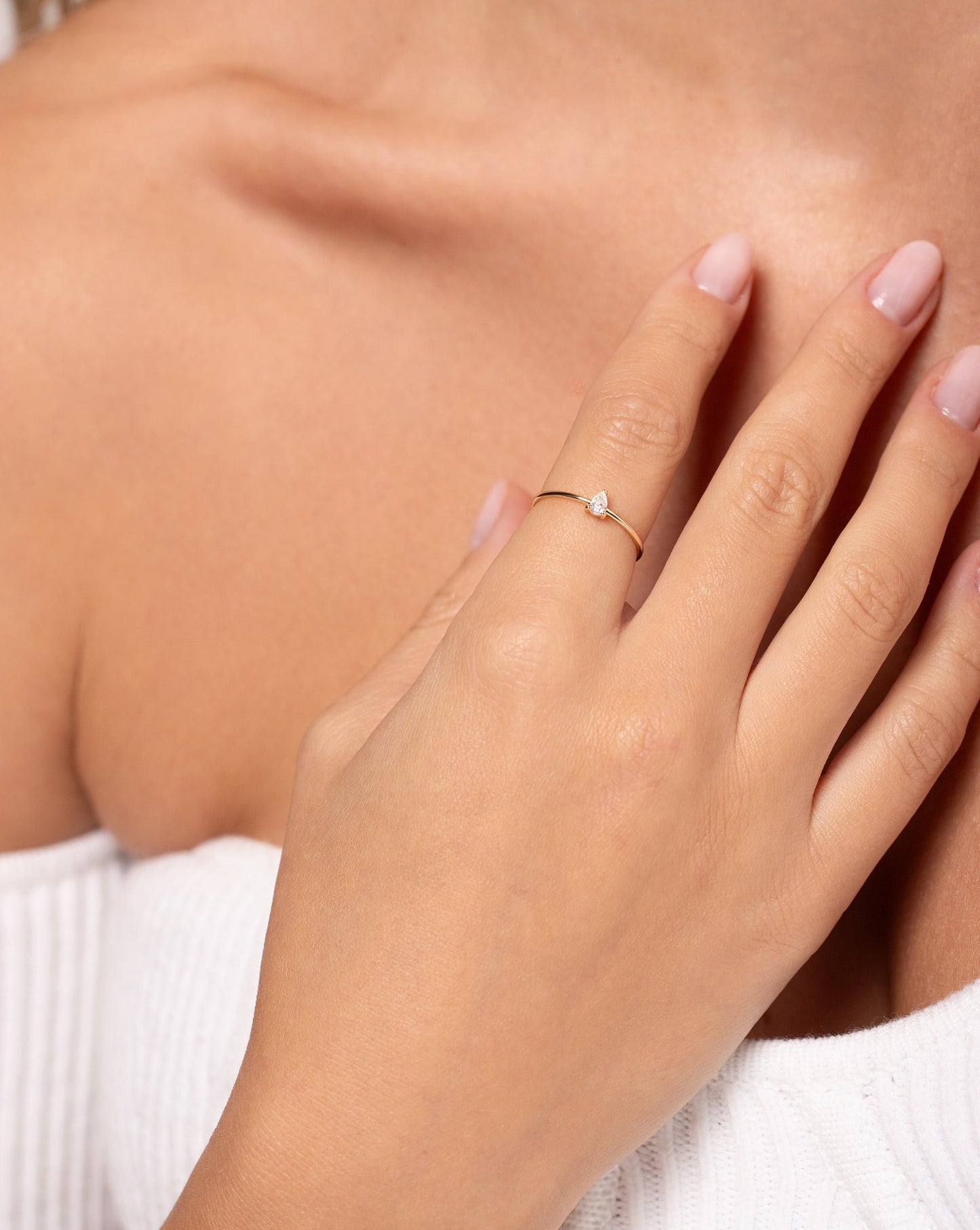 Single Pear Diamond Ring