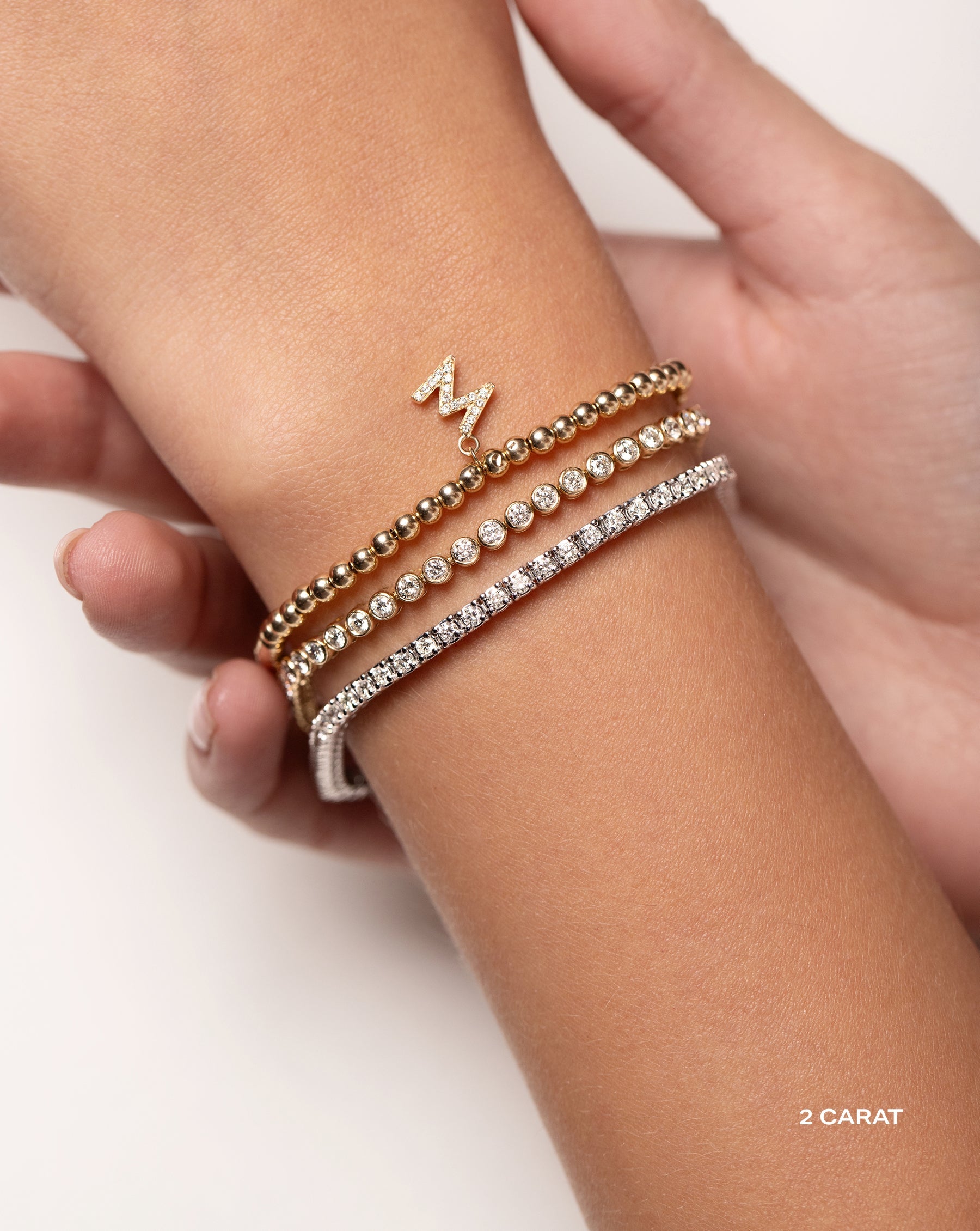 Classic Diamond Tennis Bracelet styled with 2 other Ring Concierge bracelets