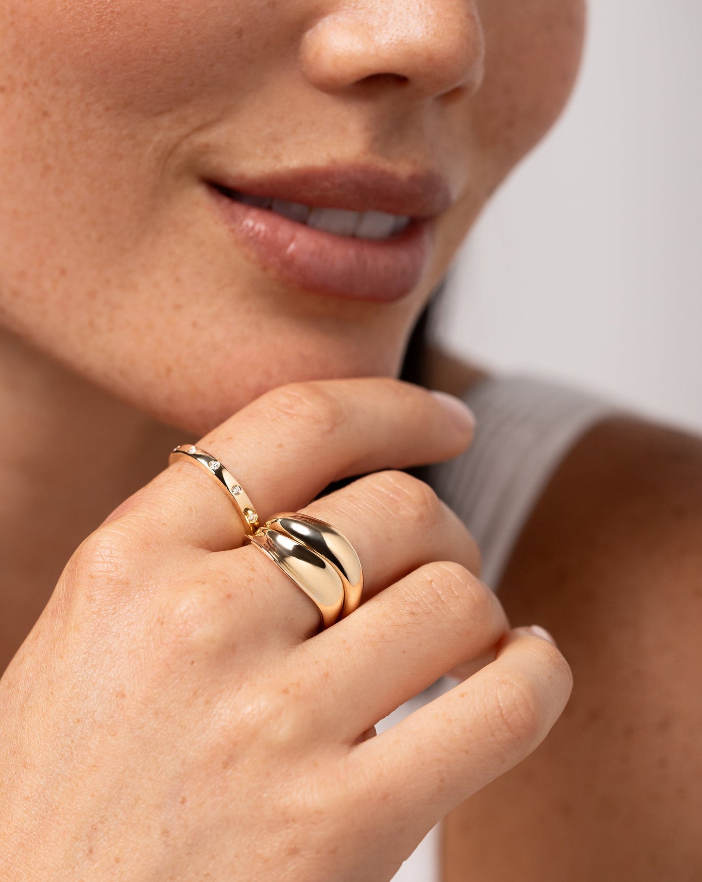 Inlay Diamond Ring, sculpted movement ring, movement cloud ring on model