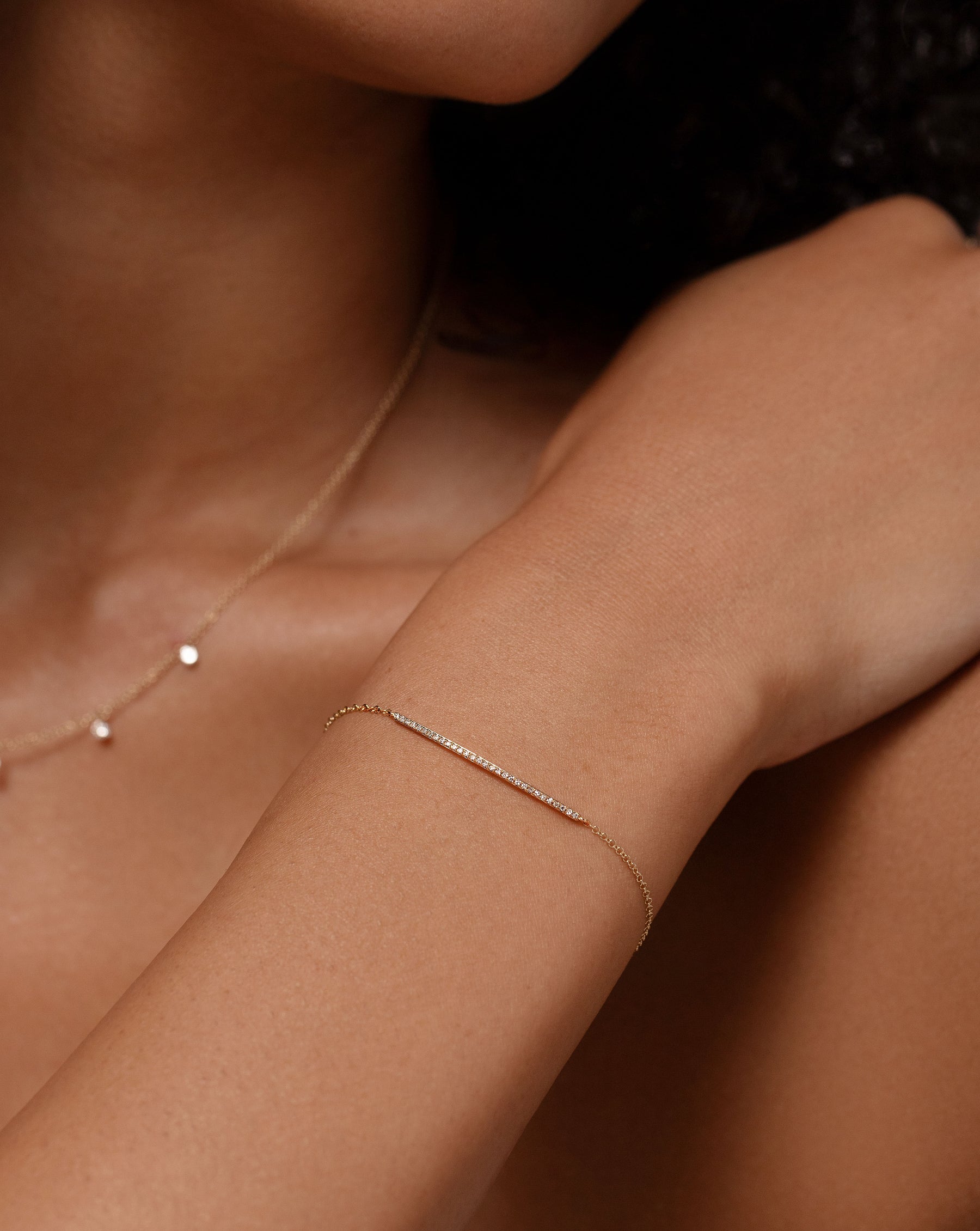 Diamond Bar Bracelet on model global