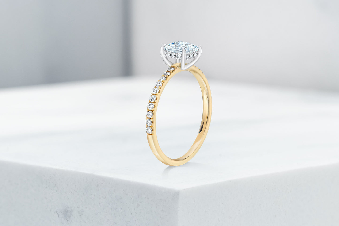 Vow Vow Engagement Rings Princess / 14K Yellow Gold + Platinum Prongs / Hidden Halo Lexington 33324081938520