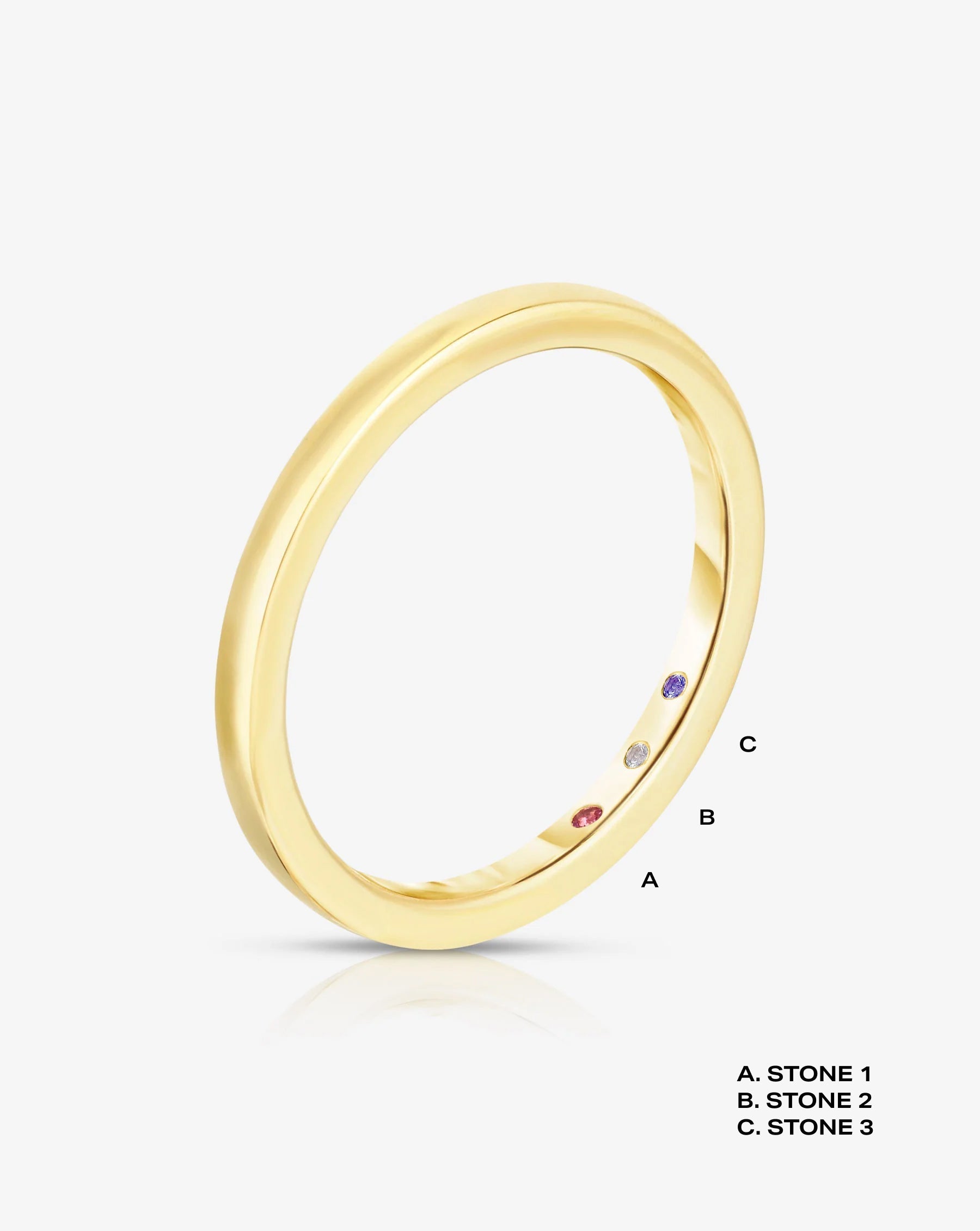 1.5 mm Band with Birthstone with 3 birthstones global