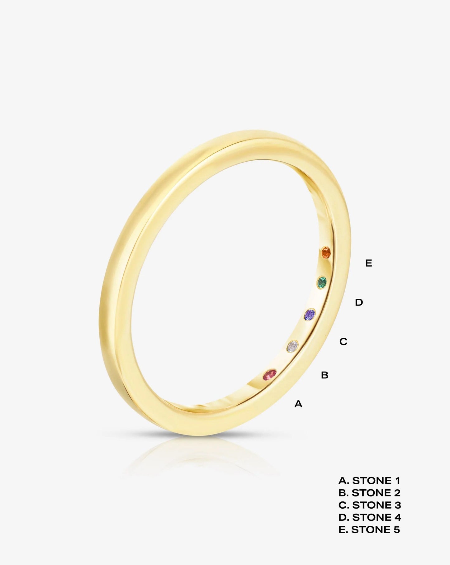 1.5 mm Band with Birthstone with 5 birthstones global
