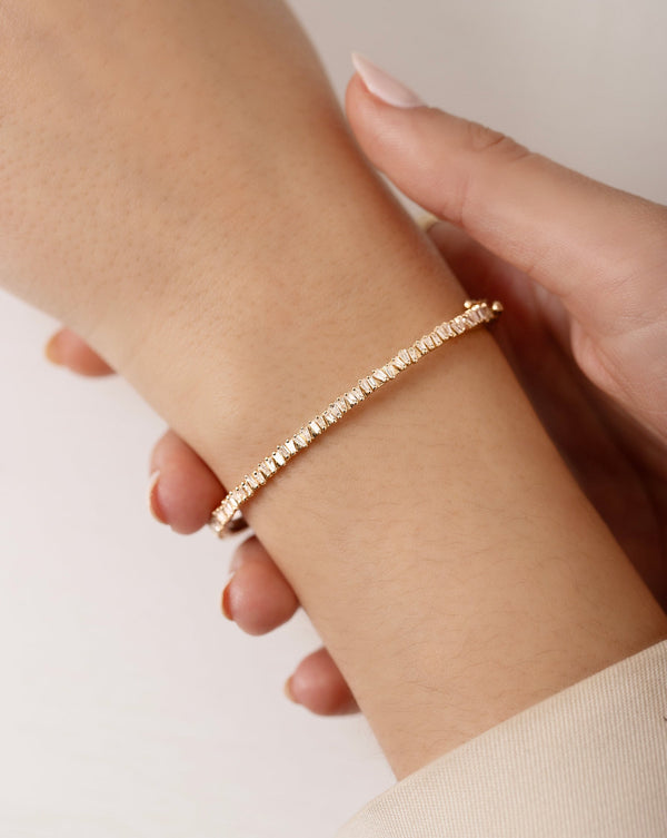 Baguette Ridge Bangle on model