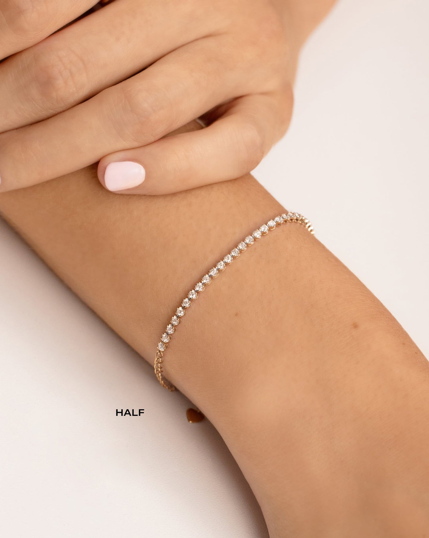 half mini diamond tennis bracelet on model