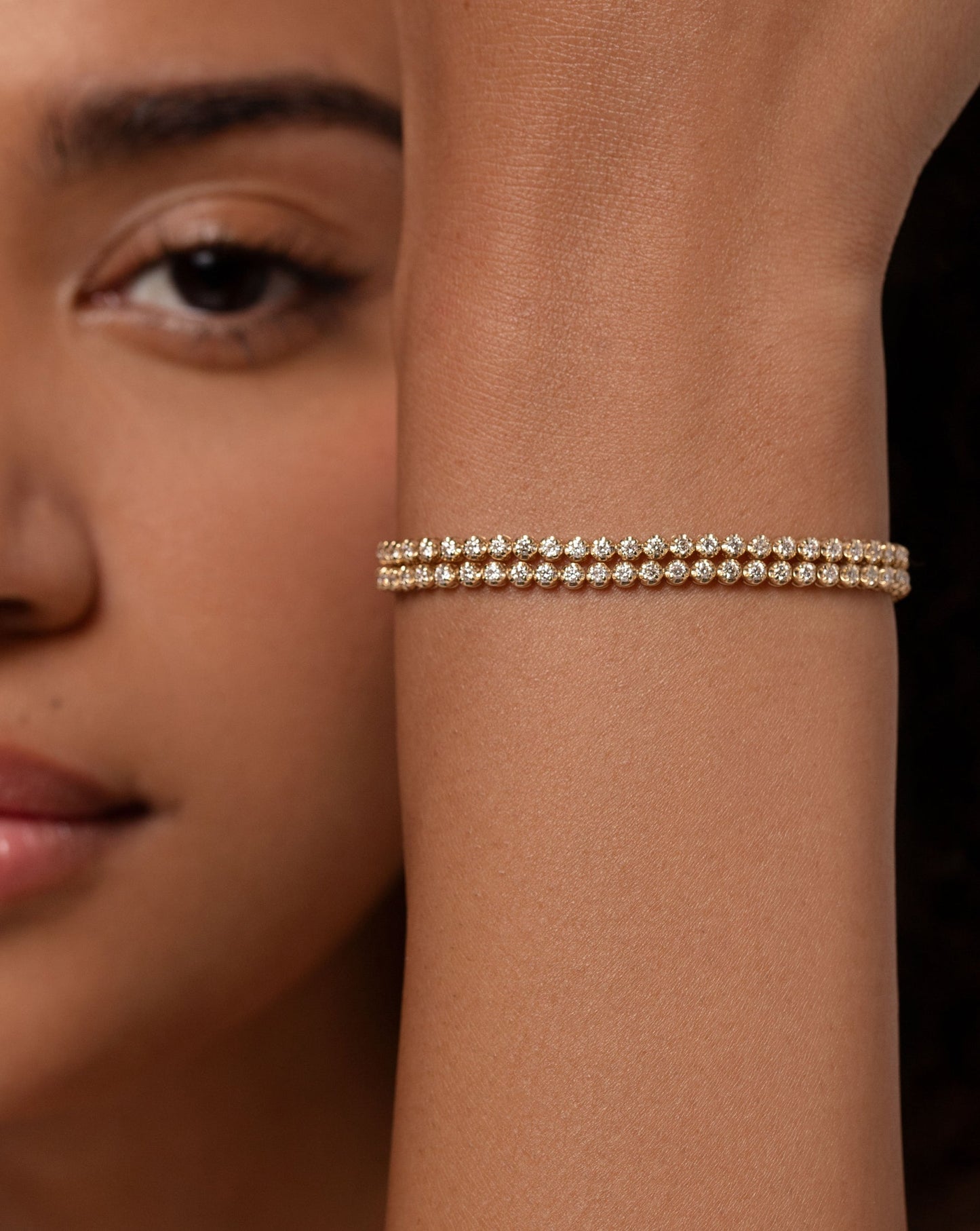 diamond double wrap tennis bracelet on model