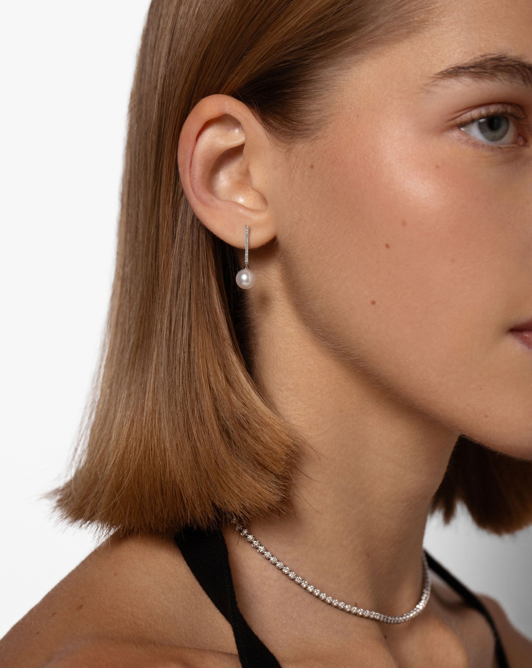 Ring Concierge Earrings: 14k Diamond + Pearl Drop Earrings