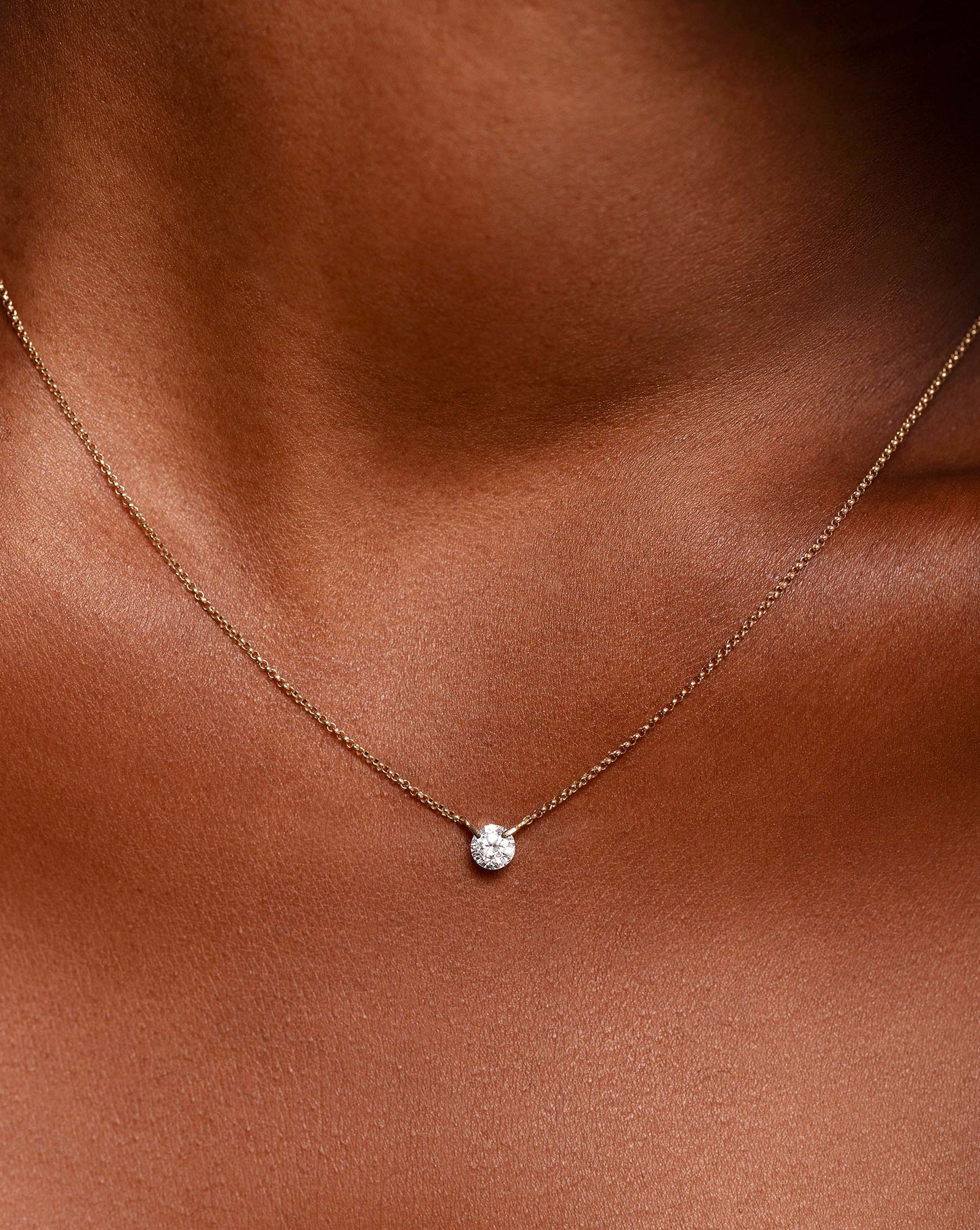 Close up image of the Half Carat Floating Diamond Necklace