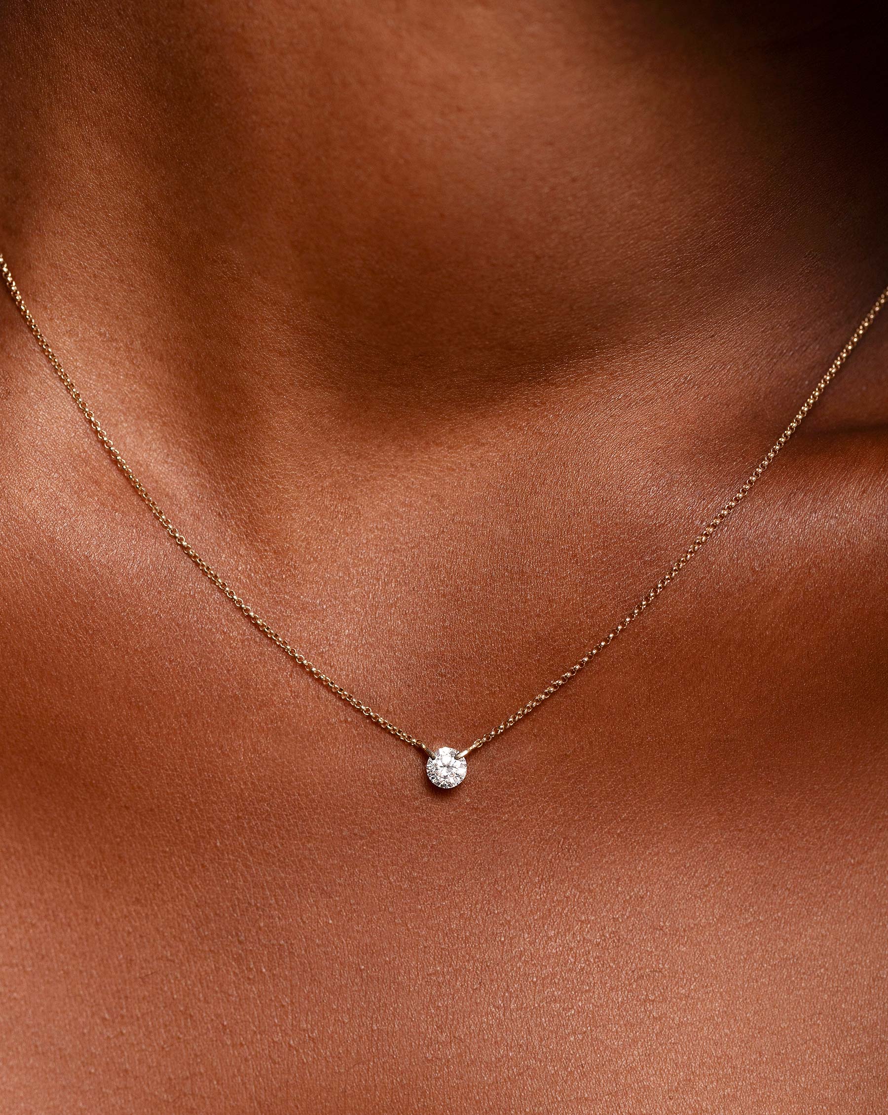 Close up image of the Half Carat Floating Diamond Necklace