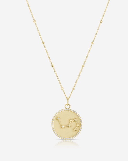 Zodiac Constellation Necklace Yellow Gold Leo