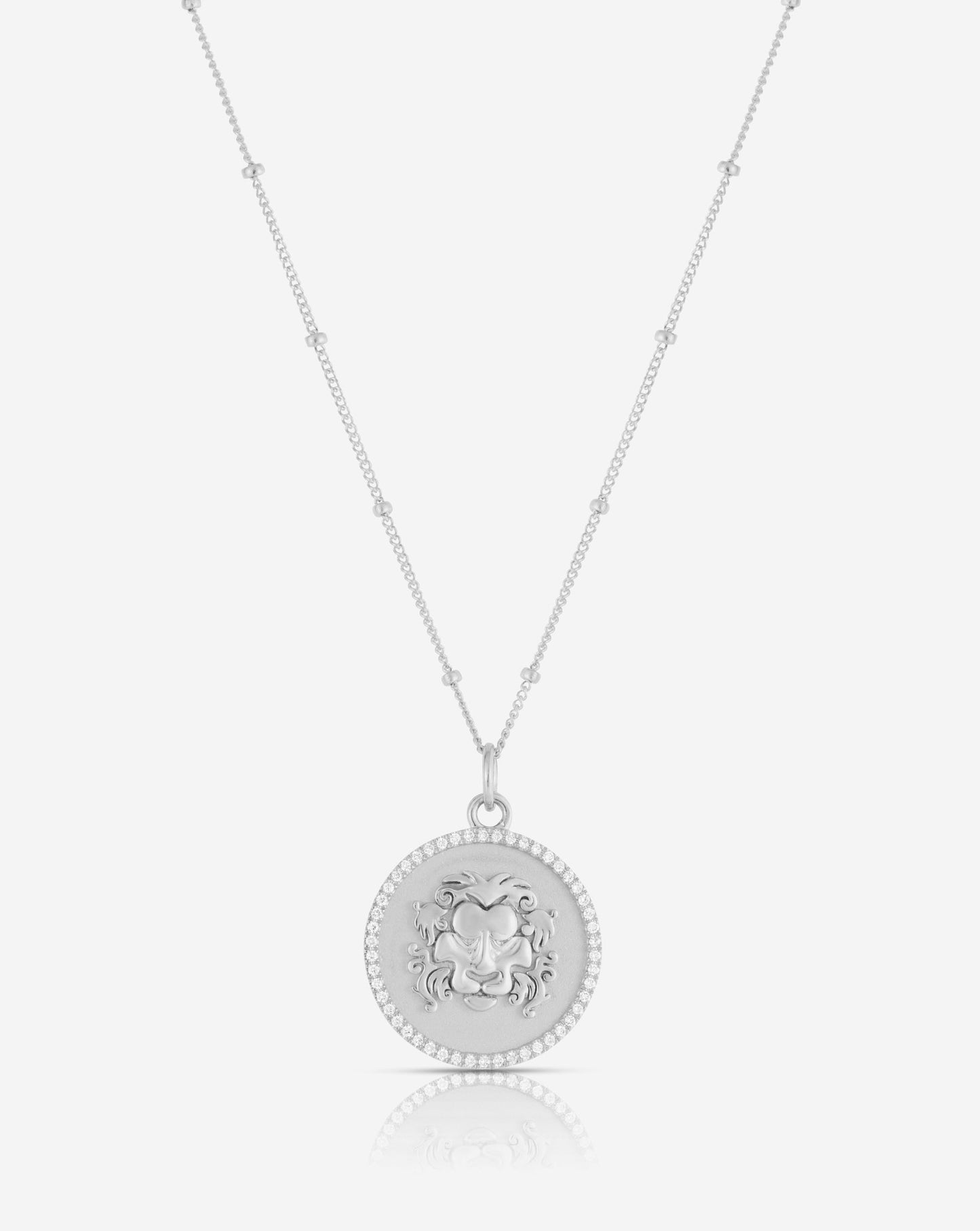 Ring Concierge Necklaces Zodiac Medallion Necklace Leo in White Gold