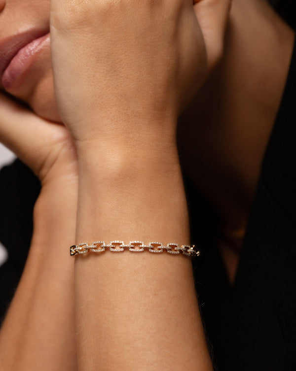 diamond link bangle shown on model