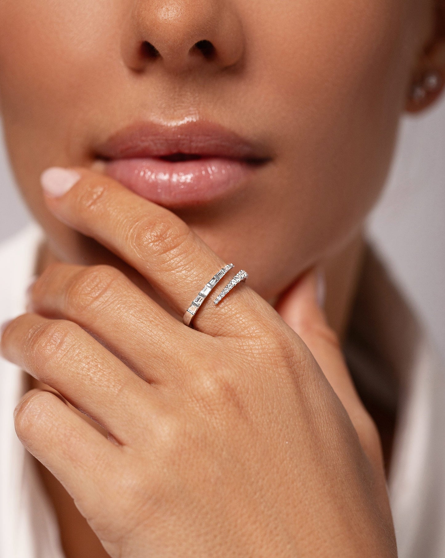 Ring Concierge Rings Luxe Open Diamond Wrap Ring in 14K White Gold on finger