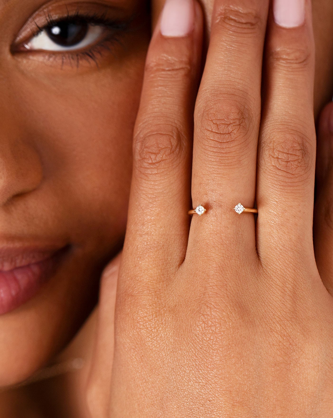 Diamond Duo Open Ring on model