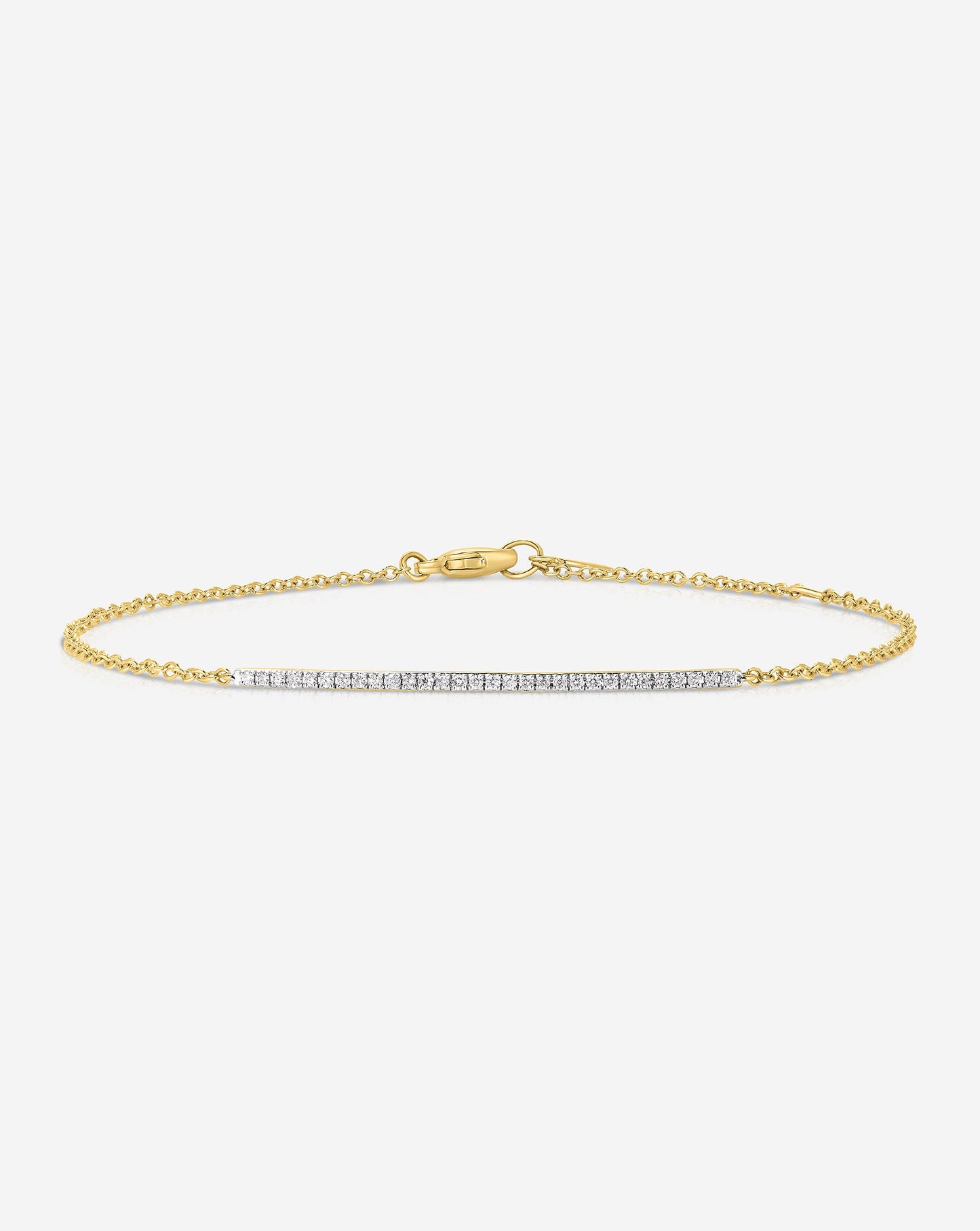 Flat lay image of 14k Yellow Gold Diamond Bar Bracelet 14k Yellow Gold