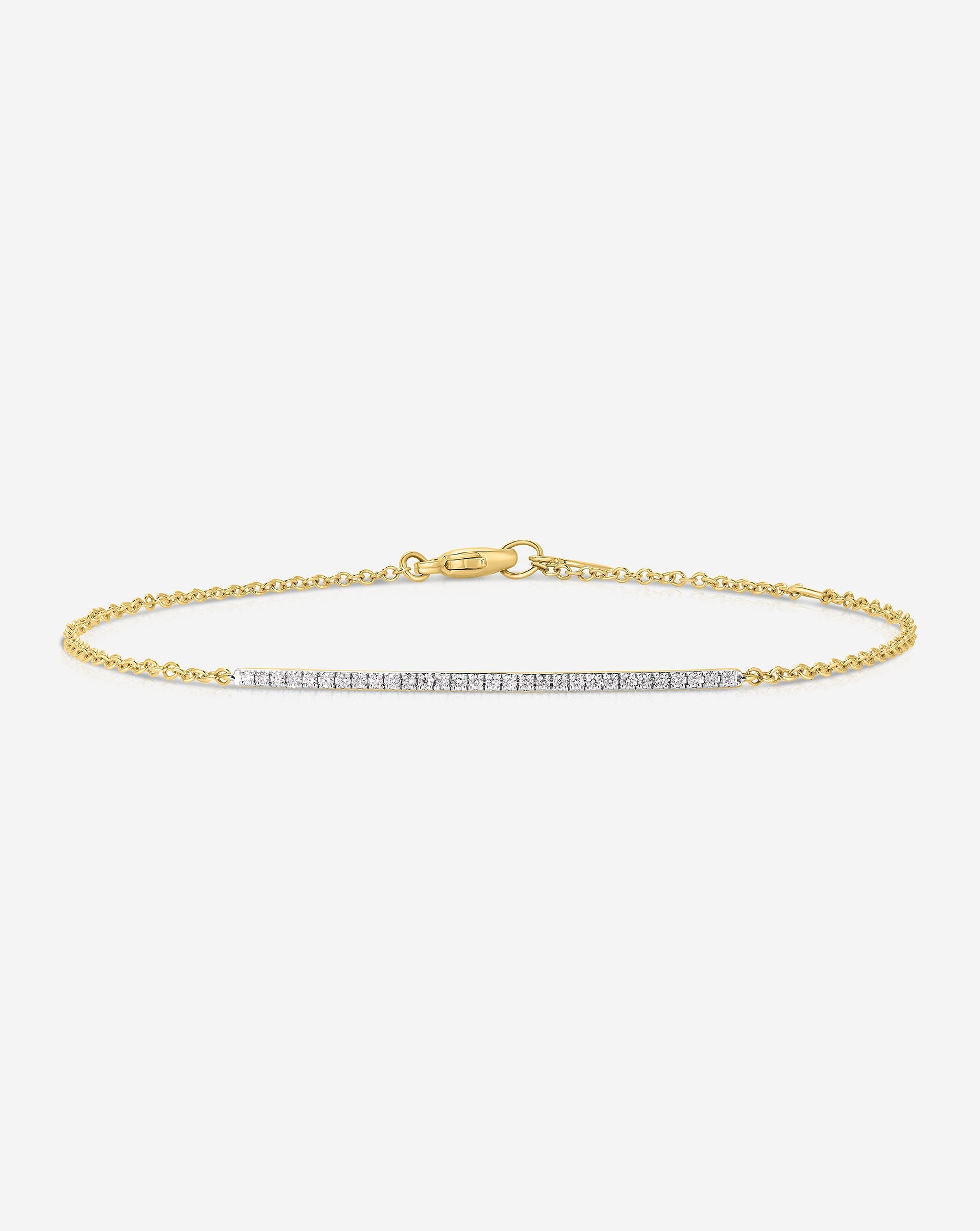 Flat lay image of 14k Yellow Gold Diamond Bar Bracelet 14k Yellow Gold