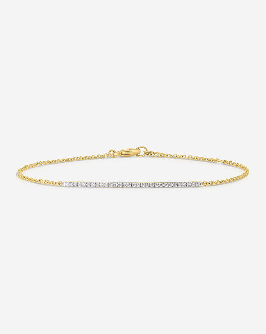 Flat lay image of 14k Yellow Gold Diamond Bar Bracelet 14k Yellow Gold