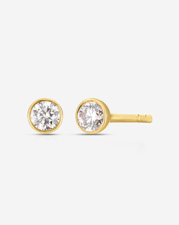 Ring Concierge Earrings 14k Yellow Gold / Pair Bezel-Set Diamond Studs