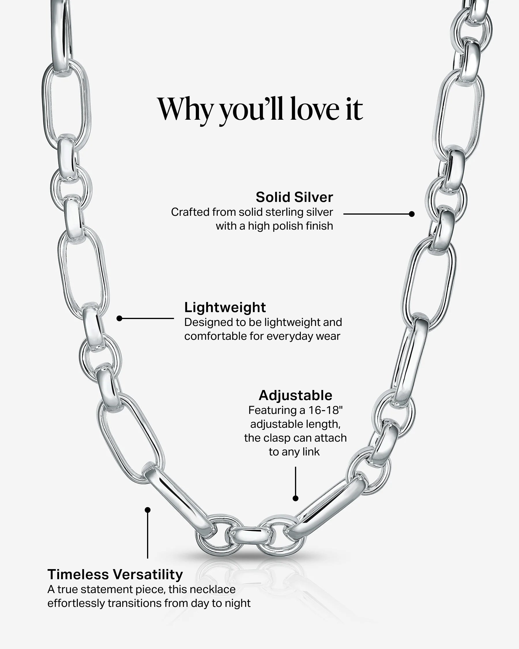 Why you will love the Sterling Silver - Mixed Link Chain Necklace