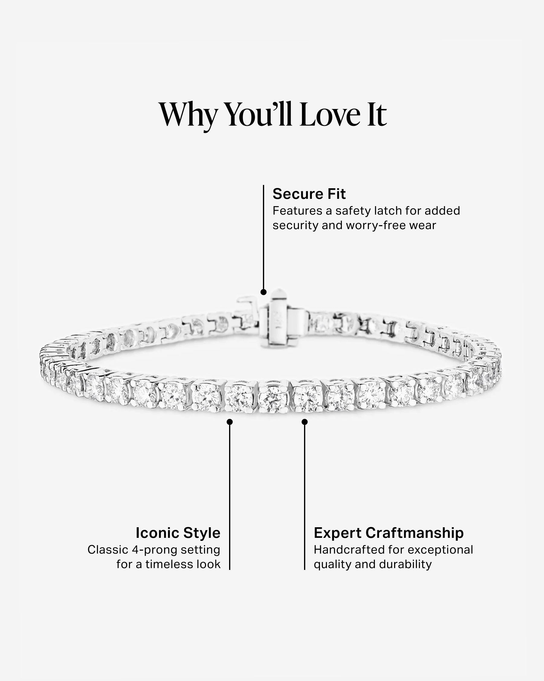 Classic Diamond Tennis Bracelet Why You'll Love It informational graphic