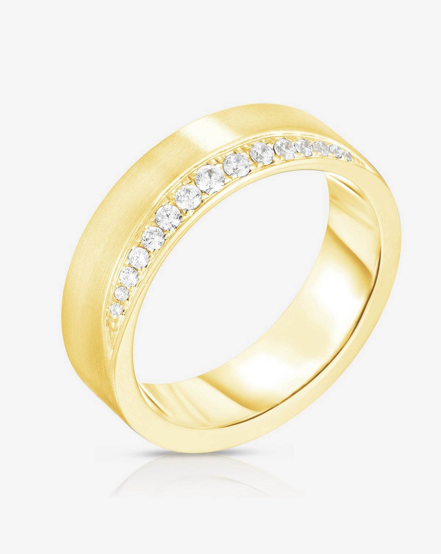 Bridal Mens Rings 14k Yellow Gold / 6.5 Diamond Edge Wedding Band