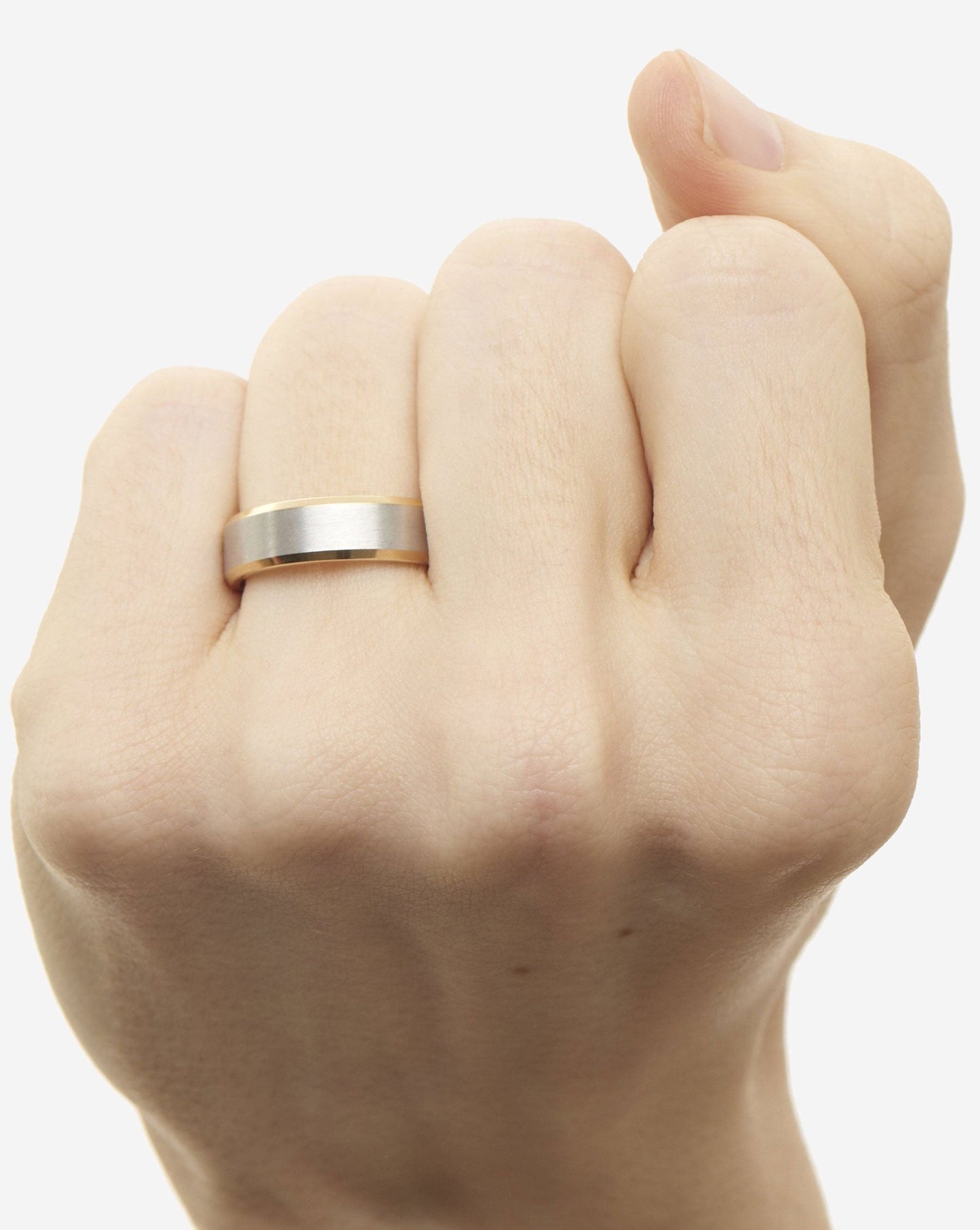 Bridal Mens Rings 6 mm Contrast + Beveled Wedding Band