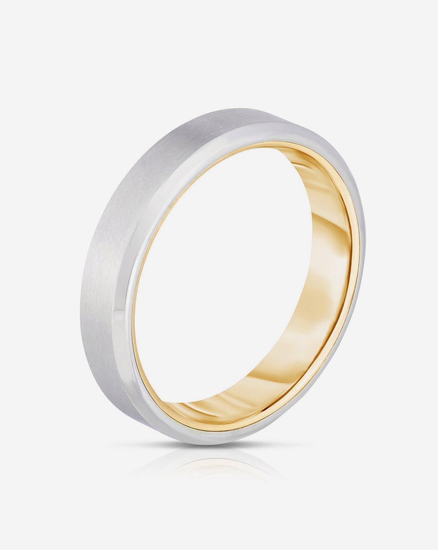 Bridal Mens Rings Hidden Two-Toned + Beveled Wedding Band