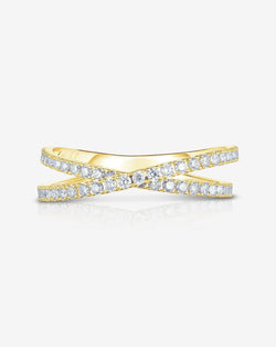 Bridal Rings 14k Yellow Gold Criss-Cross Band flat lay image