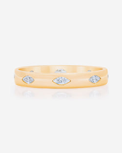 Bridal Wedding Bands 14k Yellow Gold / 3 Marquise Inlay Eternity Band