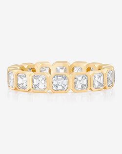 Bridal Wedding Bands 14k Yellow Gold / 3 Petite Asscher Bezel Eternity Band