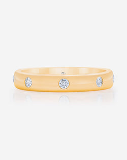 Bridal Wedding Bands 14k Yellow Gold / 3 Round Inlay Eternity Band