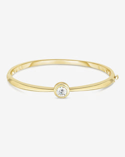 Ring Concierge Bracelets 14k Yellow Gold / 16 cm Solitaire Diamond Bezel Bangle