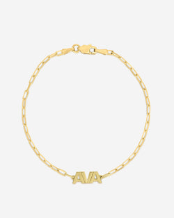 Ring Concierge Bracelets 6 in. Personalized Block Name + Link Chain Bracelet 14K YG - Name 'AVA' example