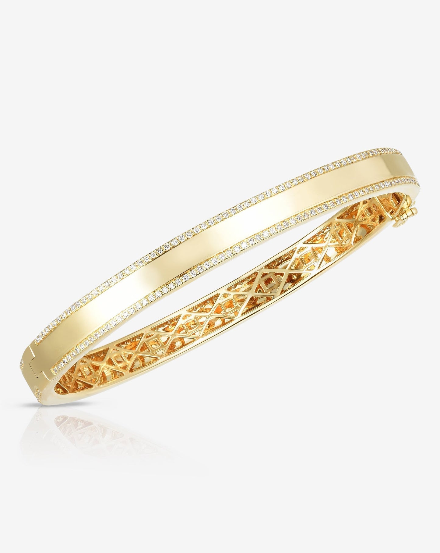 Ring Concierge Bracelets Diamond Border Bangle 14k yellow gold side view