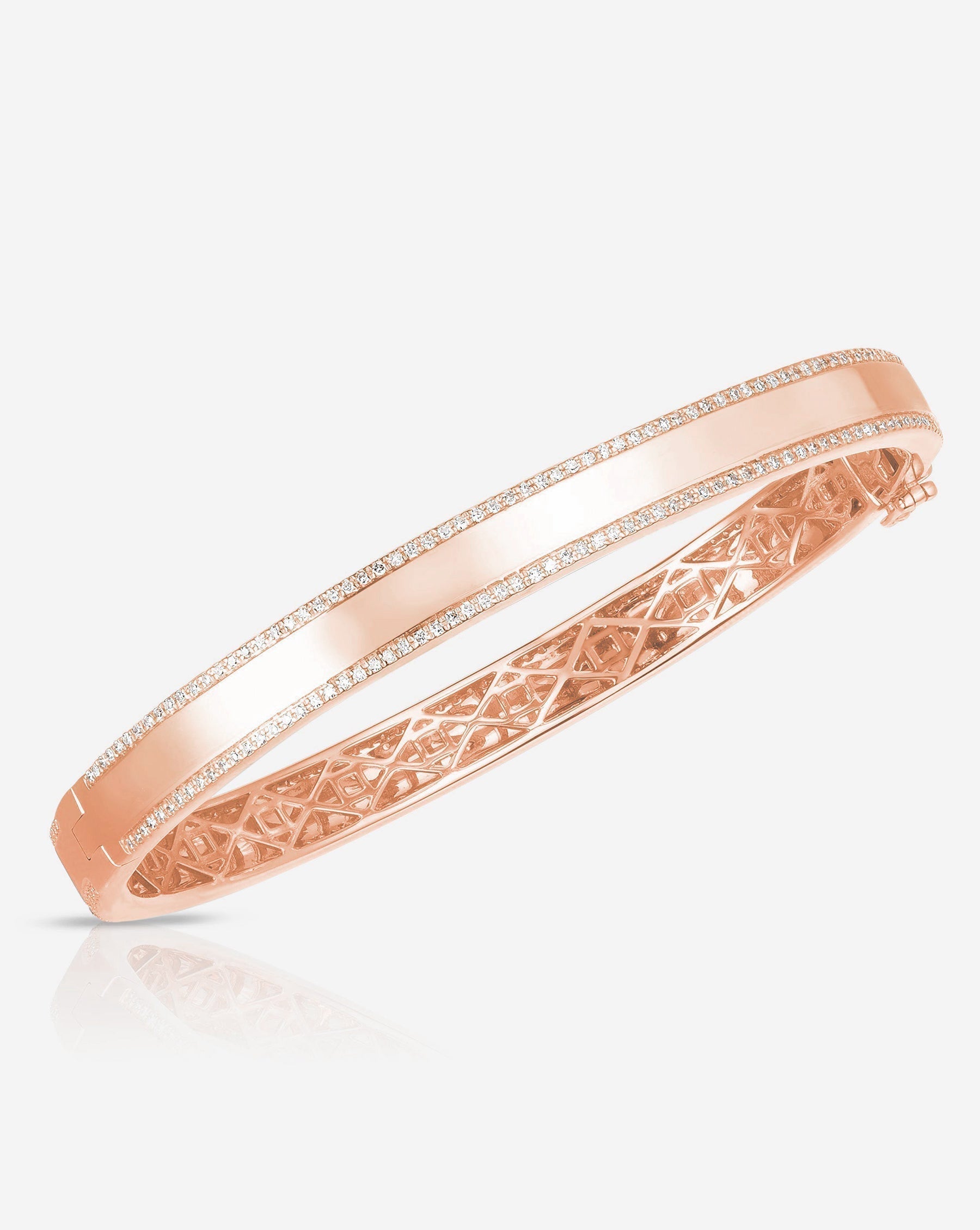 Ring Concierge Bracelets Diamond Border Bangle 14k rose gold side view