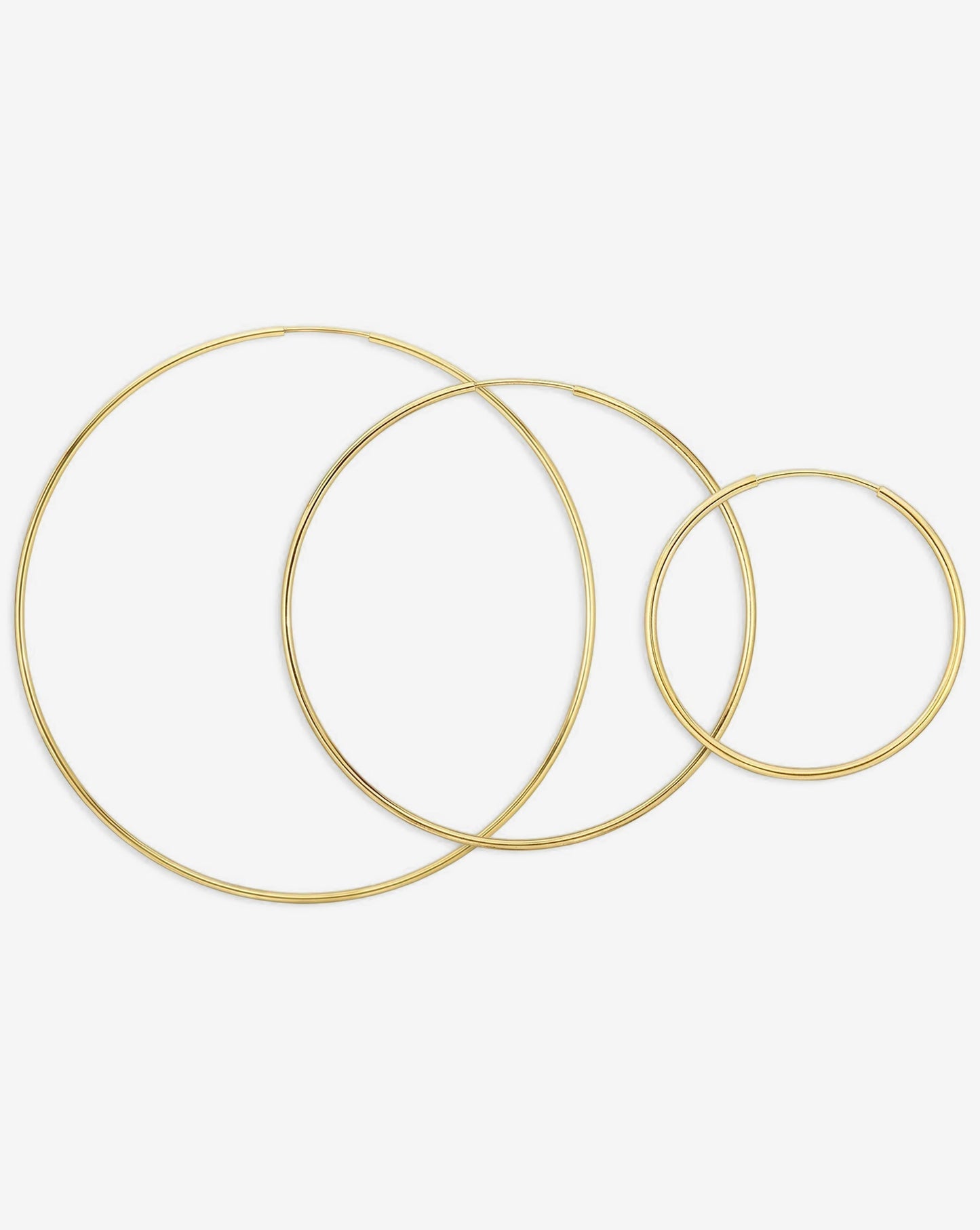 1 mm Endless Gold Tube Hoops - 14k Yellow Gold
